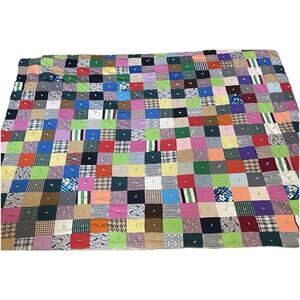 Handmade Vintage Patchwork Multicolored Quilt 76x91-A2